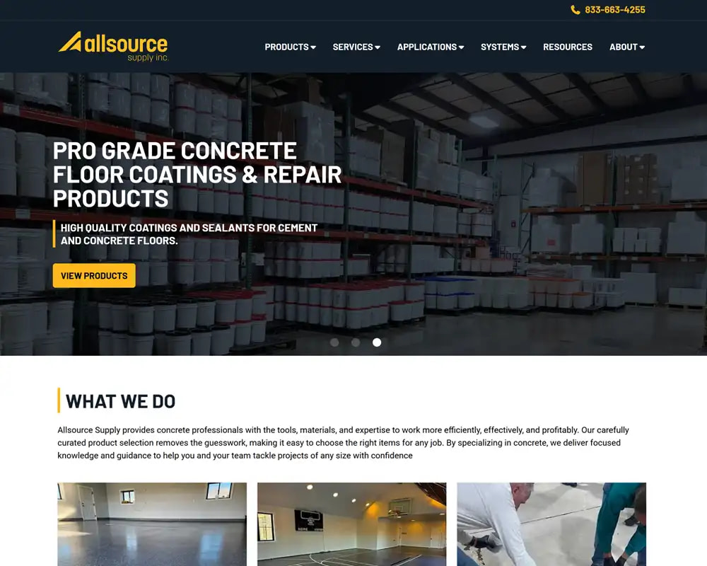 Allsource Supply website screenshot.