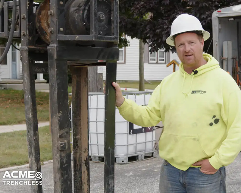 Screenshot from the ACME Trenchless product video with customer testimonial.