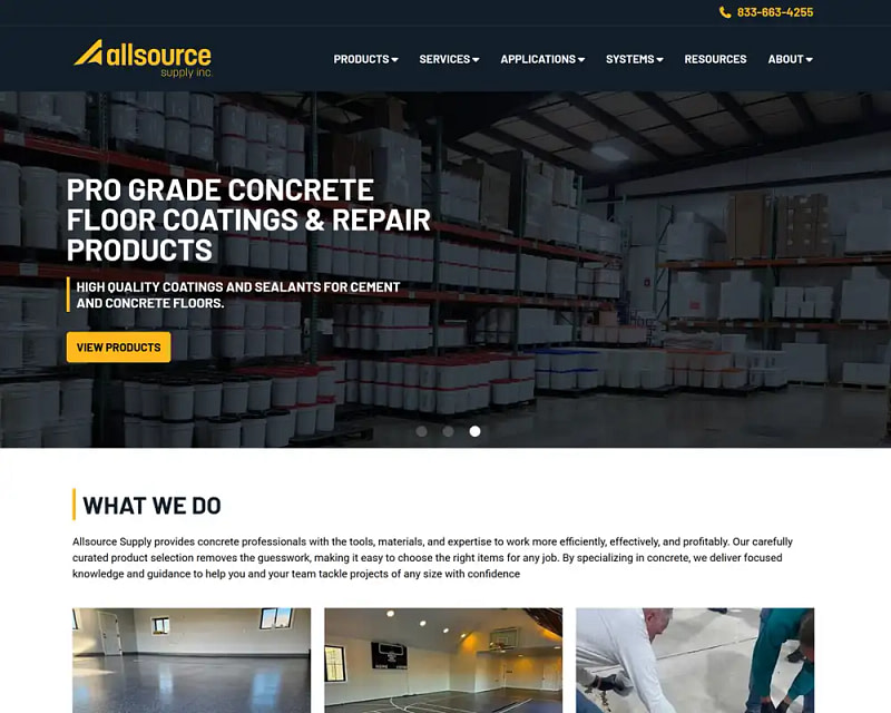 Allsource Supply website screenshot.